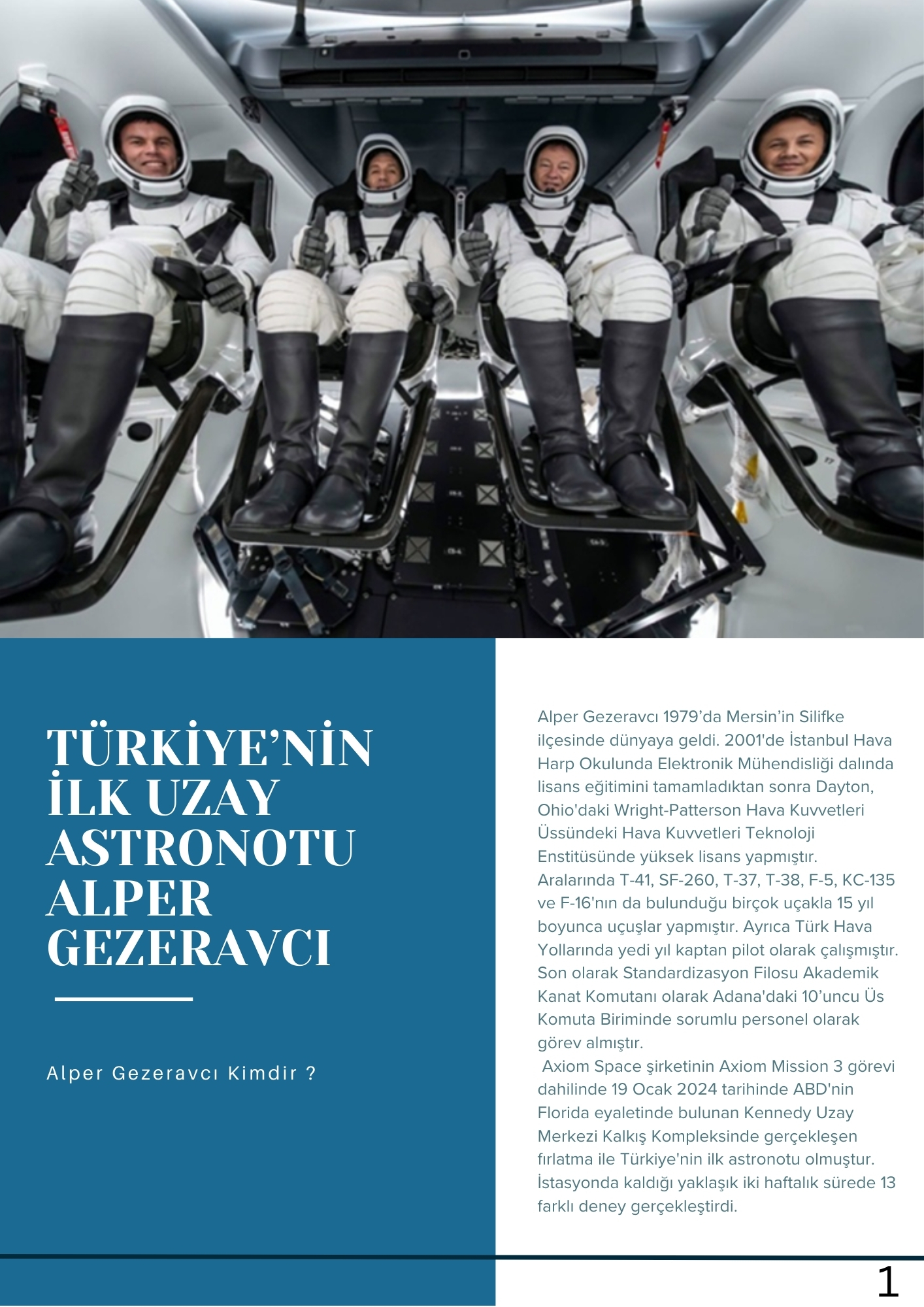 TÜRKİYE’NİN İLK UZAY ASTRONOTU ALPER GEZERAVCI